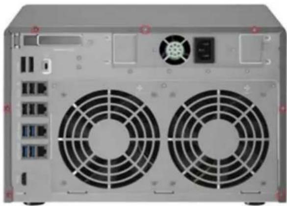 Back view of a server rack with two fans and a central control panel (no visible text or labels)