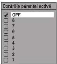 Contrôle parental activé OFF 8 7 6 5 4 3 2 1
