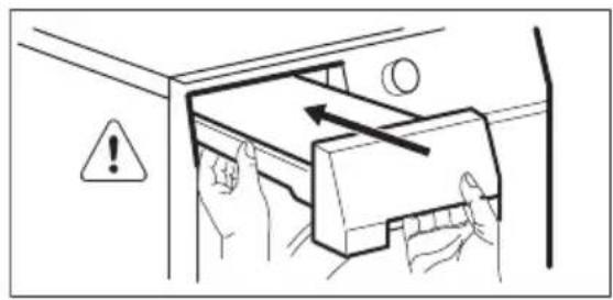Illustration of a person opening a door with arrows indicating motion, no text or symbols present