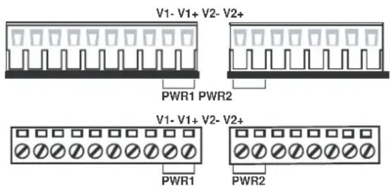 V1- V1+ V2- V2+ PWR1 PWR2 V1- V1+ V2- V2+ PWR1 PWR2