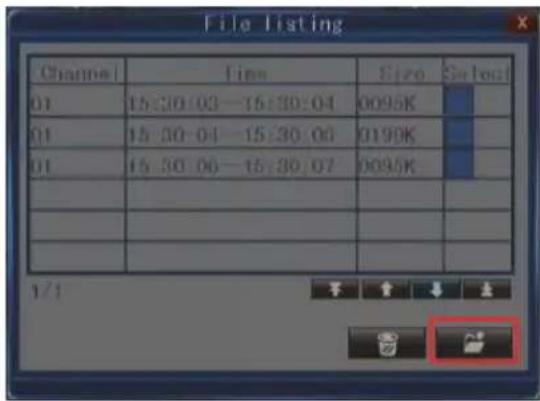 File listing Channels | Time | Size | Select 01 15:30:03—15:30:04 0095K 01 15:30:04—15:30:06 0190K 01 15:30:06—15:30:07 0095K 1/1