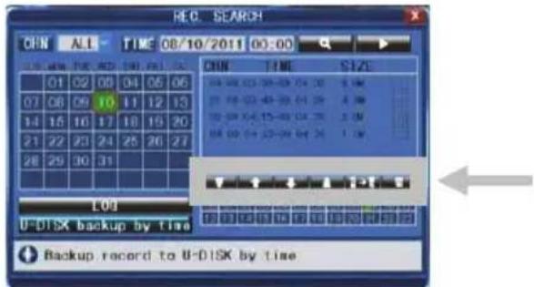 REC. SEARCH CHN ALL TIME 08/10/2011 00:00 CHN TIME SIZE 01 02 03 04 05 06 07 08 09 10 11 12 13 14 15 16 17 18 19 20 21 22 23 24 25 26 27 28 29 30 31 LOG U-DISK backup by time Backup record to U-DISK by time