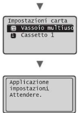 Impostazioni carta Vassoio multiuso Cassetto 1 Applicazione impostazioni. Attendere.