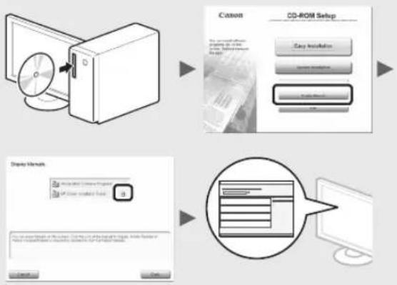 graph TD A["Printer"] --> B["CD-ROM Setup"] B --> C["Easy Installation"] B --> D["Close Installation"] B --> E["Display Settings"] E --> F["Computer"]