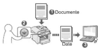 graph TD A["① Documente"] --> B["②"] B --> C["Date"] C --> D["③"]