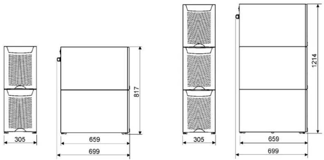 EATON Powerware 9155-12-N-15-64x7Ah-MBS - Dessins dimensionnels - 1