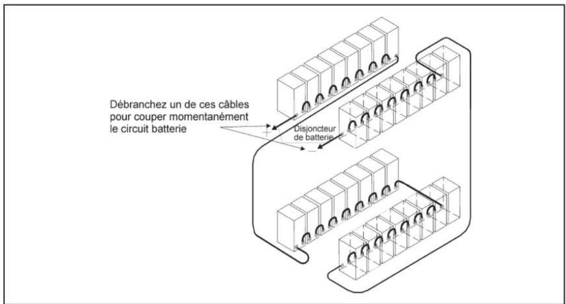 Débranchez un de ces câbles pour couper momentanément le circuit batterie Disjoncteur de batterie