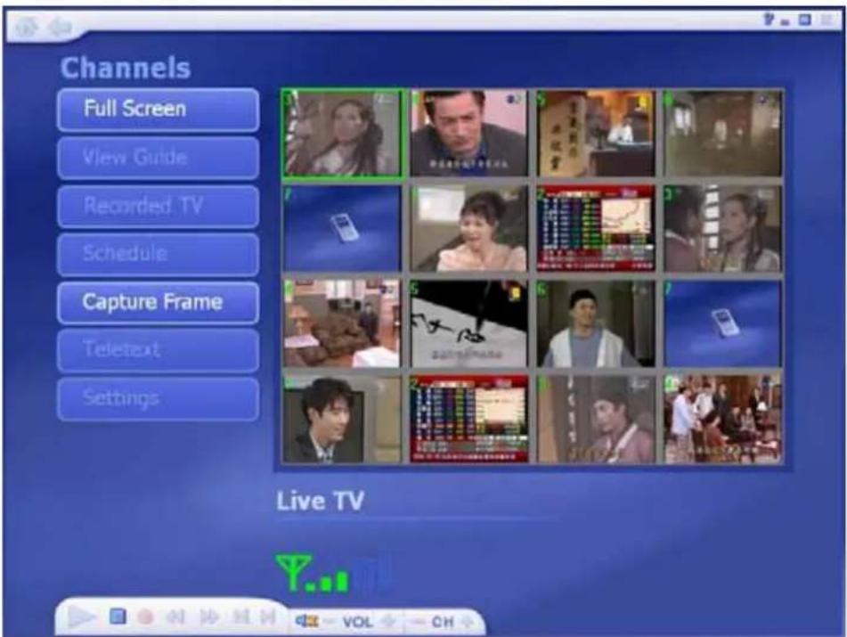 Channels Full Screen View Guide Recorded TV Schedule Capture Frame Teletext Settings Live TV