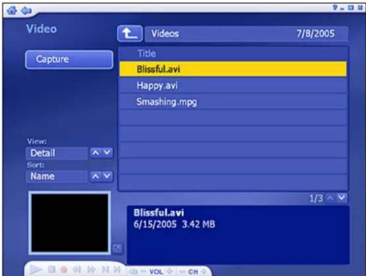 Video Capture Title Blissful.avi Happy.avi Smashing.mpg View: Detail Sort: Name 1/3 Blissful.avi 6/15/2005 3.42 MB