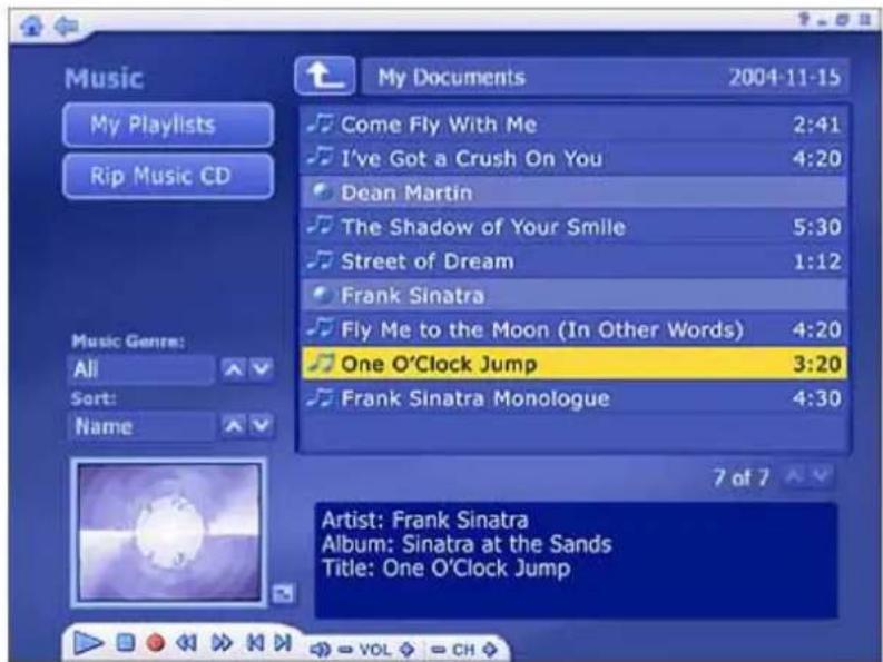 Music My Playlists Rip Music CD Music Genre: All Sort: Name My Documents 2004-11-15 Come Fly With Me 2:41 I've Got a Crush On You 4:20 Dean Martin The Shadow of Your Smile 5:30 Street of Dream 1:12 Frank Sinatra Fly Me to the Moon (In Other Words) 4:20 One O'Clock Jump 3:20 Frank Sinatra Monologue 4…
