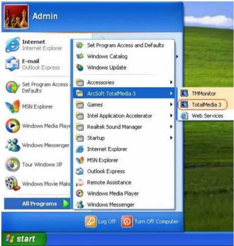 Admin Internet Internet Explorer E-mail Outlook Express Set Program Access Defaults MSN Explorer Windows Media Player Windows Messenger Tour Windows XP Windows Movie Make All Programs Set Program Access and Defaults Windows Catalog Windows Update Accessories ArcSoft TotalMedia 3 Games Intel Applicat…