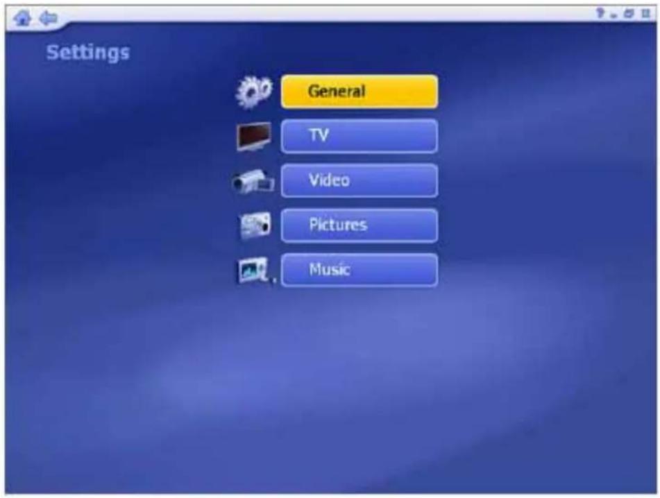 Settings General TV Video Pictures Music