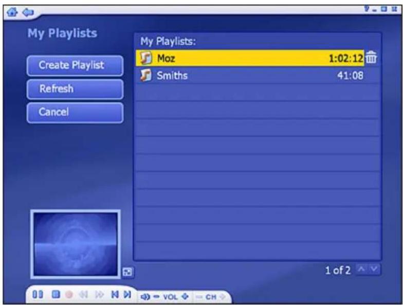 My Playlists Create Playlist Refresh Cancel My Playlists: Moz 1:02:12 Smiths 41:08 1 of 2