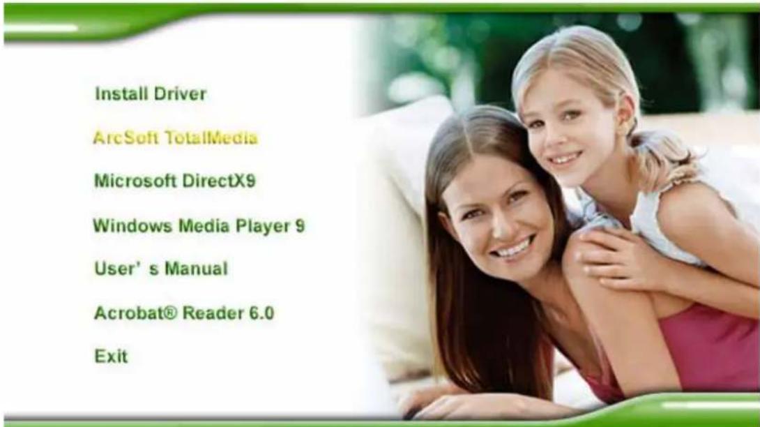 Install Driver ArcSoft TotalMedia Microsoft DirectX9 Windows Media Player 9 User's Manual Acrobat® Reader 6.0 Exit