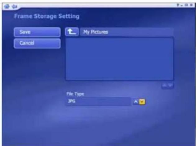 Frame Storage Setting Save My Pictures Cancel File Type JPG