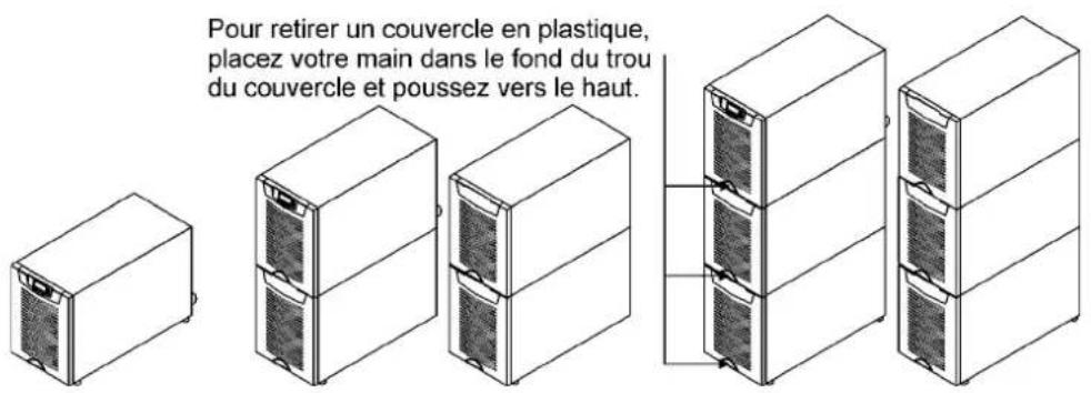Pour retirer un couvercle en plastique, placez votre main dans le fond du trou du couvercle et poussez vers le haut.