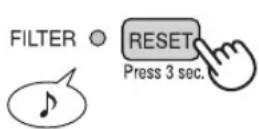 SHARP KC-C70E - Branchez l'appareil, allumez-le et appuyez sur la touche de réinitialisation de filtre sur l'affichage pendant plus de 3 secondes pour réinitialiser. - 1
