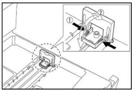Technical diagram showing mechanical assembly with labeled components and a zoomed-in detail view