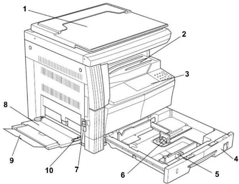 Technical diagram of a printer internal structure with numbered components for identification