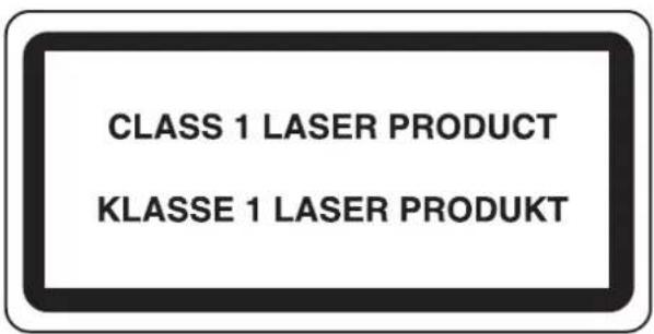 CLASS 1 LASER PRODUCT KLASSE 1 LASER PRODUKT