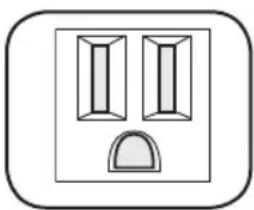 Simple line drawing of two vertical rectangular panels above a semi-circular arch, enclosed in a rounded square border (no text or symbols)