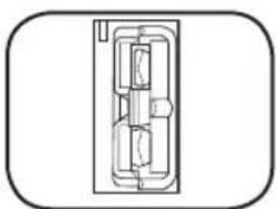 Pure technical line drawing of a mechanical or electrical component without any text, numbers, or symbols