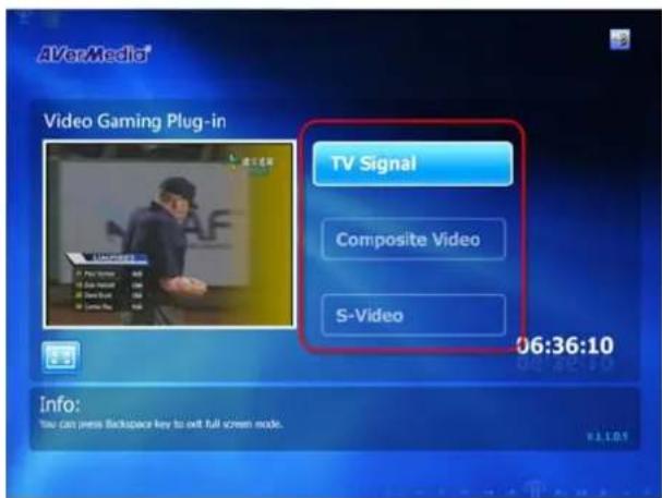 AVerMedia Video Gaming Plug-in TV Signal Composite Video S-Video 06:36:10 Info: You can press backspace key to exit full screen mode. V1.1.05