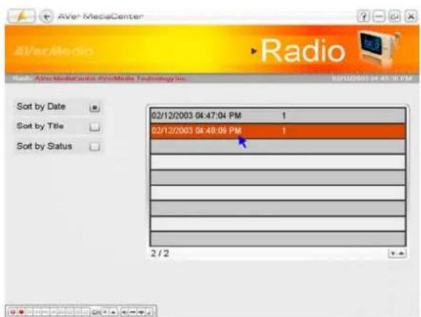 AVarMediaCenter Radio File: AVarMediaCenter AVarMedia Technology Inc. 02/12/2003 04:47:04 PM 1 02/12/2003 04:48:09 PM 1 Sort by Date Sort by Title Sort by Status 2 / 2