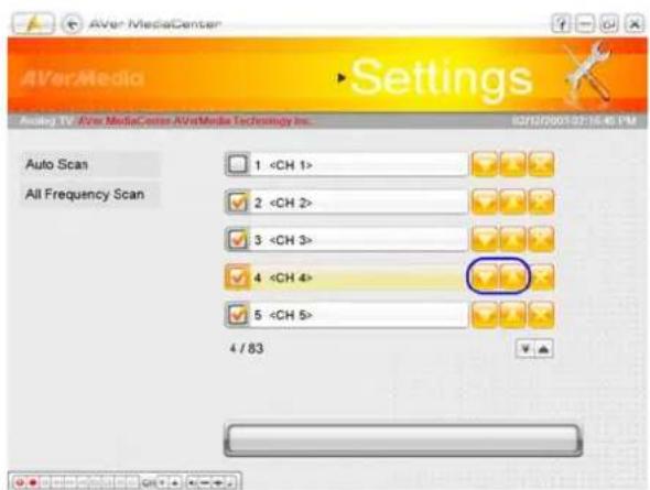 AVerMedia AVerMediaCenter AVerMedia Technology Inc. Settings Auto Scan 1 All Frequency Scan 2 3 4 5 4 / 83 6/12/2001-02:16:45 PM