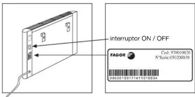 interruptor ON / OFF FAGOR Cod: 970010020 N°Serie:050200030 09530100171411010034
