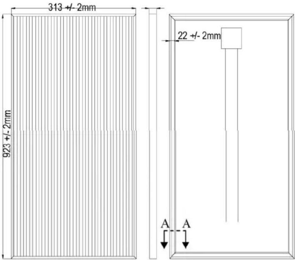 313 +/- 2mm 923 +/- 2mm 22 +/- 2mm A A