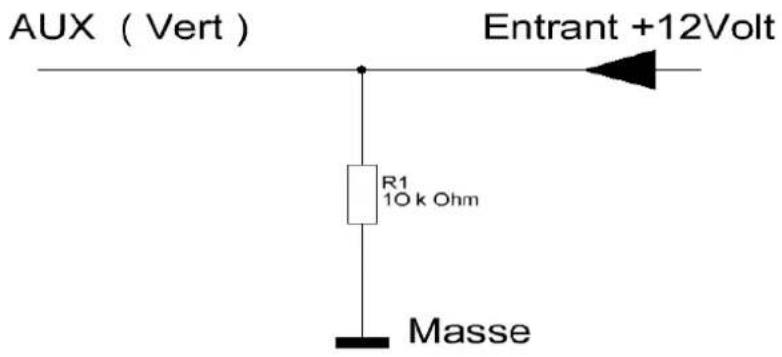 AUX ( Vert ) Entrant +12Volt R1 10 k Ohm Masse