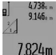 BOSCH GLM 250 VF Professional - a) Ühekordne Pythagoras-möötmine (vt joonist H) - 1