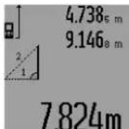 BOSCH GLM 250 VF Professional - a) Jednoduché meranie podl'a Pytagorovej vety (pozri obrázok H) - 1