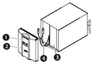 Diagram of a battery pack with labeled components and connection points