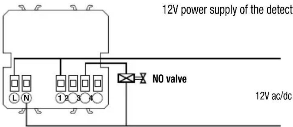 12V power supply of the detect L N 1 2 3 4 NO valve 12V ac/dc
