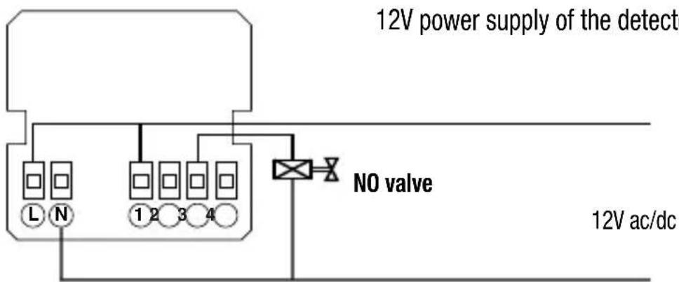 12V power supply of the detect L N 1 2 3 4 NO valve 12V ac/dc