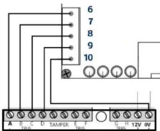6 7 8 9 10 A B C D TAMPER E F G H 12V 0V TRIG TRIG TRIG
