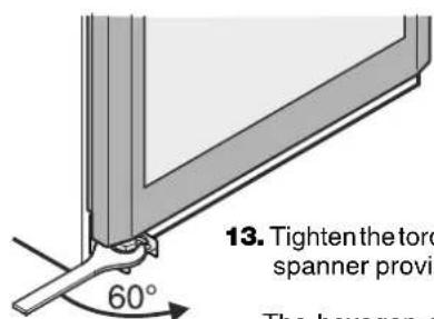 13. Tighten the tors spanner provi The hoveron s 60°