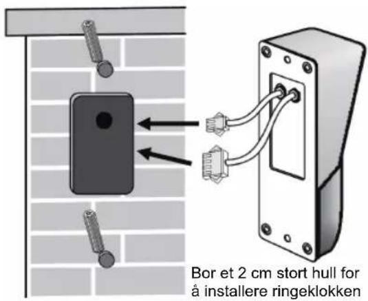 Bor et 2 cm stort hull for å installere ringeklokken