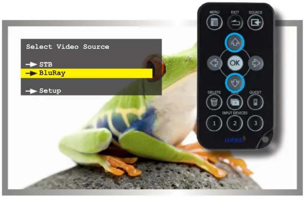Select Video Source → STB → BluRay → Setup