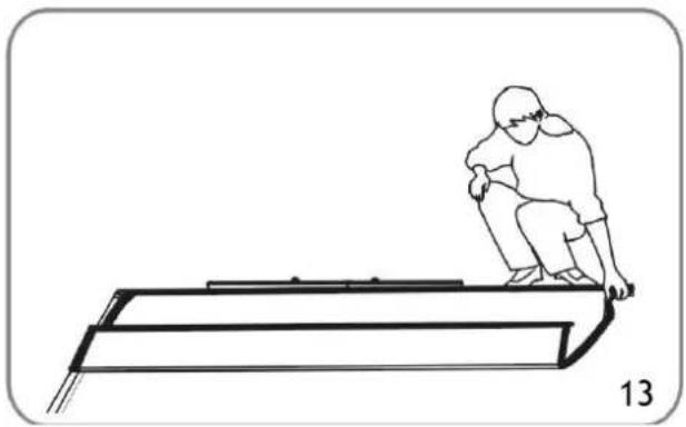 Line drawing of a person sitting on a ramp with a small object, labeled '13' (no text or symbols on the diagram itself)