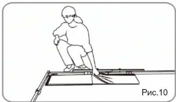 Line drawing of a person sitting on a bench with tools, no text or symbols present