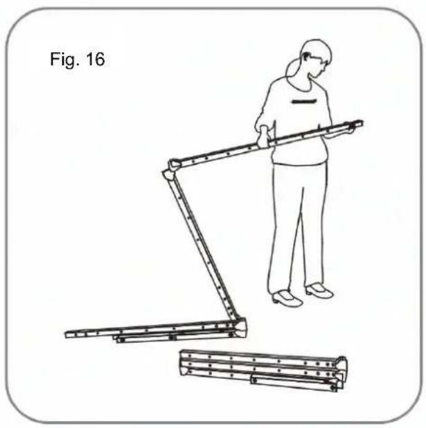 Line drawing of a person using a walking walkway device (no text or symbols)