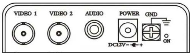 VIDEO 1 VIDEO 2 AUDIO POWER GND DC12V-+