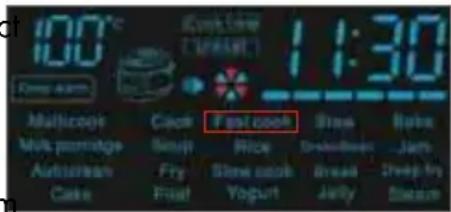 100°C Deep menu Malticope Milk parridge Autollean Cake Clock Snapp Fry Float Fast cook Rice Slow cook Yogurt Staw Sweetbowl Bread Jelly Sharp ...Jan Deep fly Sleasur