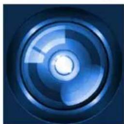 Close-up of a blue circular optical disc with concentric rings and central hub (no text or symbols)