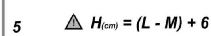 5 △ H(cm) = (L - M) + 6