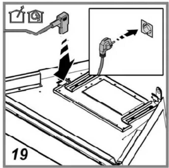 Diagram illustrating electrical installation with labeled components and wiring connections, including a switch and wall socket.