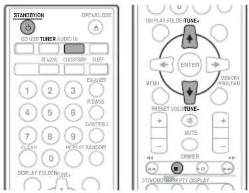 STANDBYON OPENCLOSE CD USB TUNER AUDIO IN ST AUDIO CLOCKTIVER SLEEP ESVALER 1 2 3 P.BASS 4 5 6 DATA/THEILE 7 8 9 CLEAN REPEAT RANDOM 0 DISPLAY FOLDER-TUNE+ DISPLAY FOLDBERTUNE+ ENTER MENU MEMORY PROGRAM PRESET VOLTURE- MUTE DIMMER ST/OND/BEM PTY DISPLAY